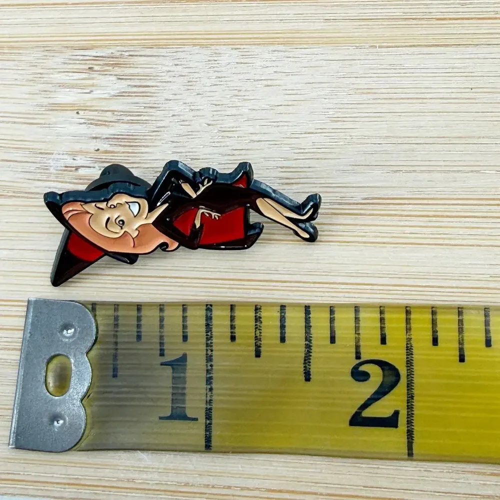 Retro Witch Enamel Pin Red Hat Black Cape Halloween Spooky Vintage Gothic